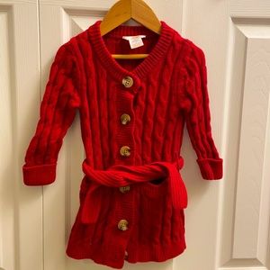 Toddler | Red Cable Knit Cardigan